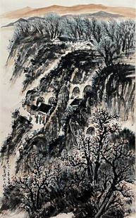 Chinese Landscape Painting Paper Scroll, Zhao Wangyun Mark: Chinese Landscape Painting Paper Scroll, Zhao Wangyun Mark Length:100cm, Width:67cm, At Your Service:At Shangzhen Culture our Customer Support Specialists (shangzhenculture@gmail.com) are always avail