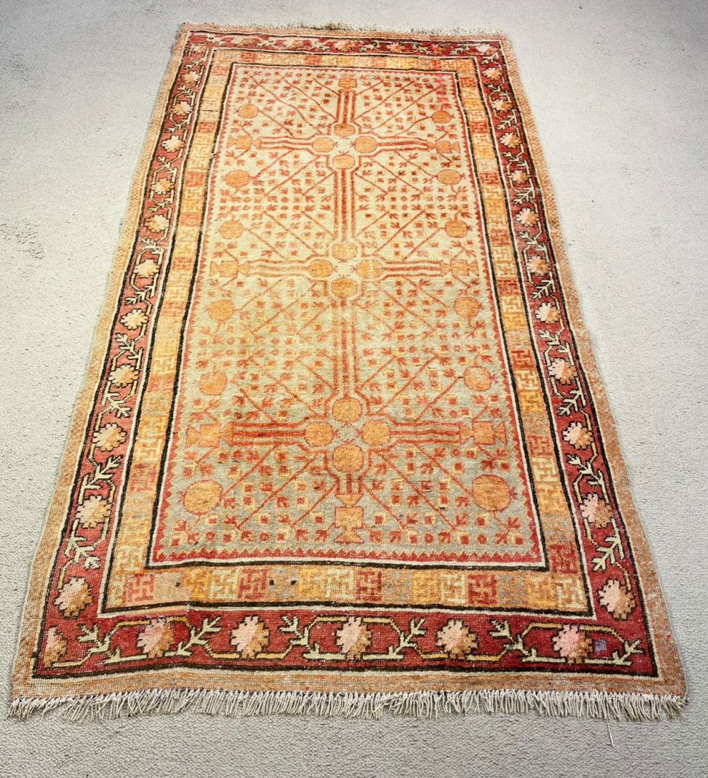 Antique Khotan Rug, (Uyghur, Xinjian Chan), 1900-1925 (1 of 2)