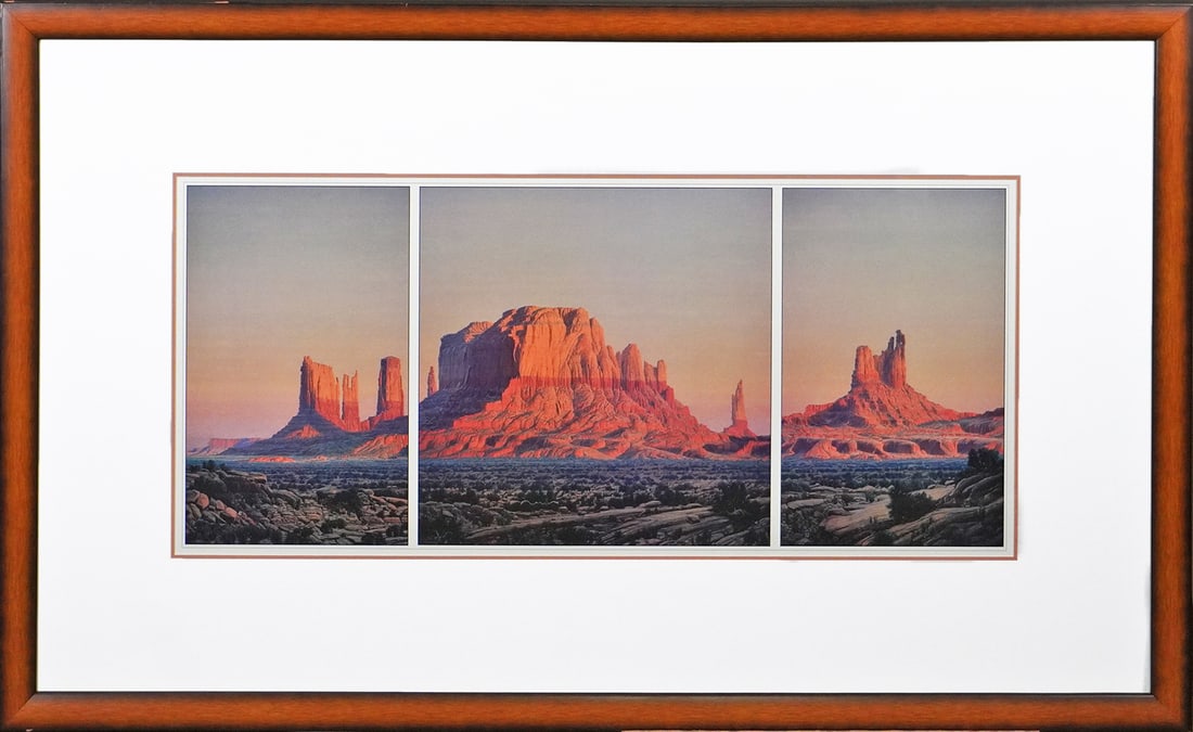 Navajo, Native American Landscape, Mystic Triptych, Large Offset Lithograph, Professionally Framed (1 of 5)