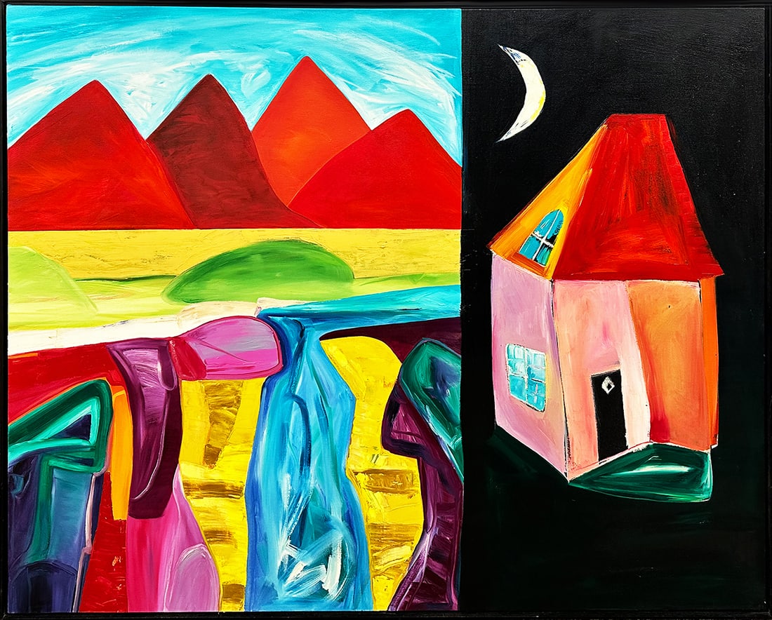 Ellen Chadwick, Bold and Large Meditative - Prespective Oil Painting by Notable Santa Fe Artist (1 of 4)