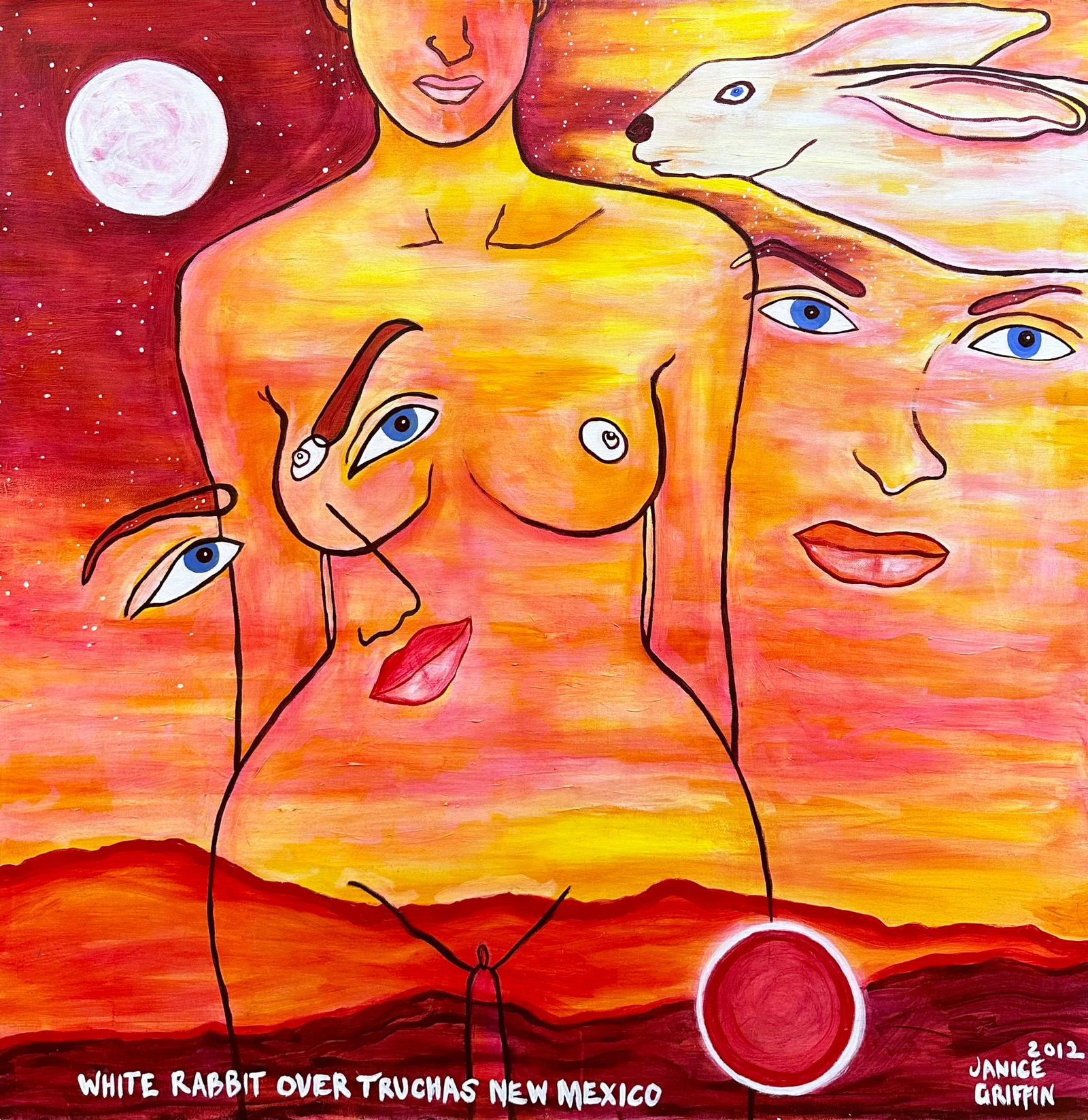 Janice (Jada) Griffin, Mystic Feminine Over New Mexico, Acrylic, by Notable Santa Fe Artist (1 of 3)