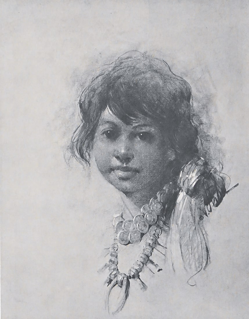 Vladan Stiha, Recreation of an Original Drawing by famous International and Southwest Artist: Vladan Stiha, "Navajo Girl", reproduction print, unframed, dimensions: 22 x 17 in. Condition: Very Good. Print recreation of the original drawing by internationally renowned artist Vladan Stiha's 'Nav