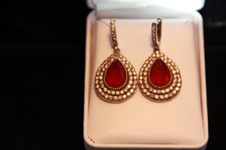 8 ct. Genuine Ruby Earrings in Sterling Silver: 8 ct. Genuine Ruby Earrings in Sterling Silver
