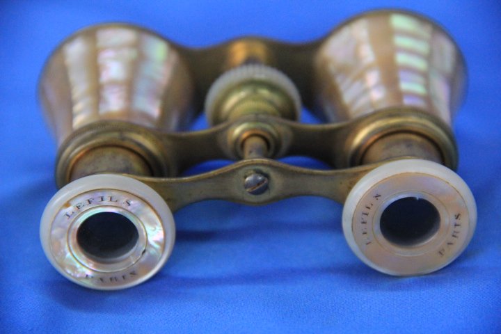 Lefils Paris Brass and Mother of Pearl Opera Glasses: Lefils Paris brass and mother of pearl opera glasses. 4 x 3.
