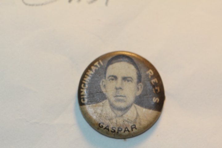 1910-12 P2 Sweet Caporal Pin - The Great Gaspar: 1910-12 Sweet Caporal pin. Original button issued by the Cincinnati Reds honoring The Great Gaspar.