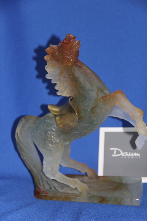 Daum France Crystal Cheval Tempete Horse 282/500: Daum France Crystal Cheval Tempete horse (raging horse). 282/500 with COA. Signed and dated 1999. Original packaging. Measures 6 1/3 x 3 1/3.