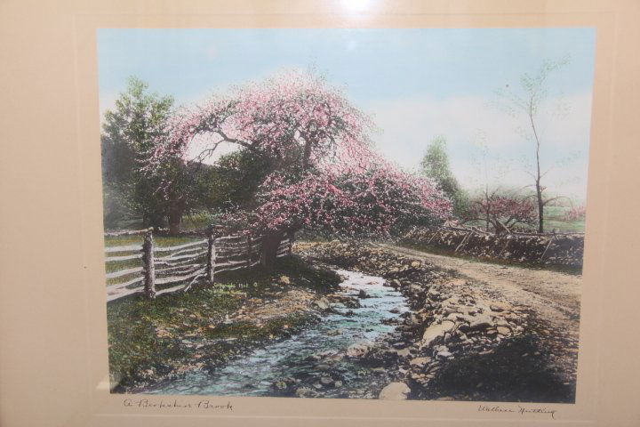 Signed Wallace Nutting "A Berkshire Brook": "A Berkshire Brook" Signed, Wallace Nutting.First introduced in 1912, two years after "Honeymoon Stroll". Colors brilliant with no fading or age marks. It is a signed Wallace Nutting but most were sig