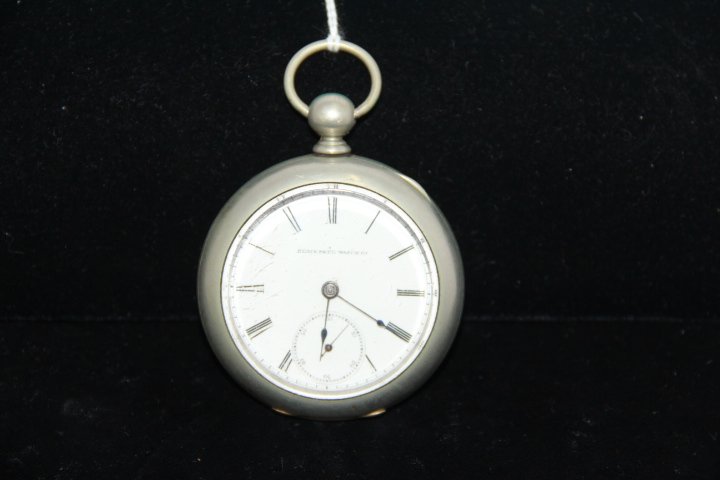 Antique Elgin Key Wind Pocket Watch: 177-4425 1900's Elgin pocket watch, nickel silver, key wind, no chain or key. Watch #2355211. Measures 2.25" diam.