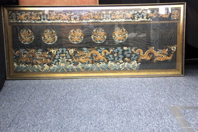 Framed Chinese emperor's robe textile (1 of 6)