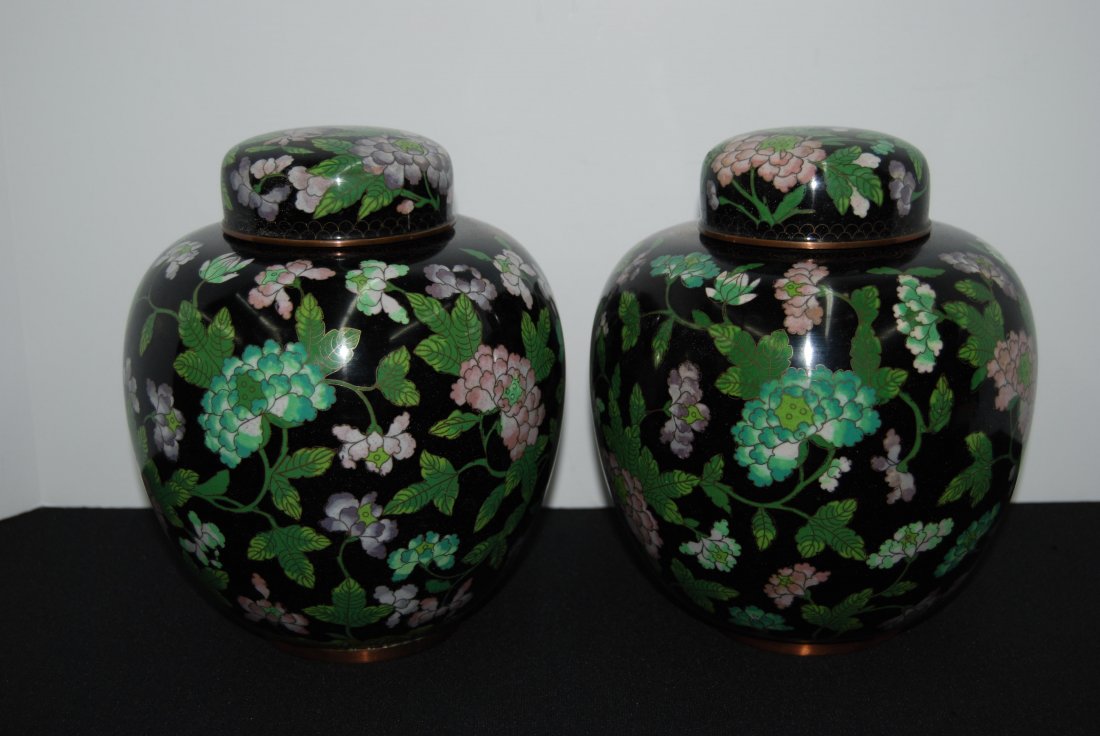 Pair of matching oriental cloisonne jars (Black (1 of 1)
