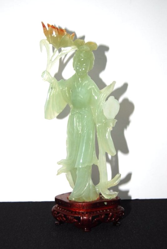 Oriental "Apple" Jade Figurine w/ stand (1 of 5)