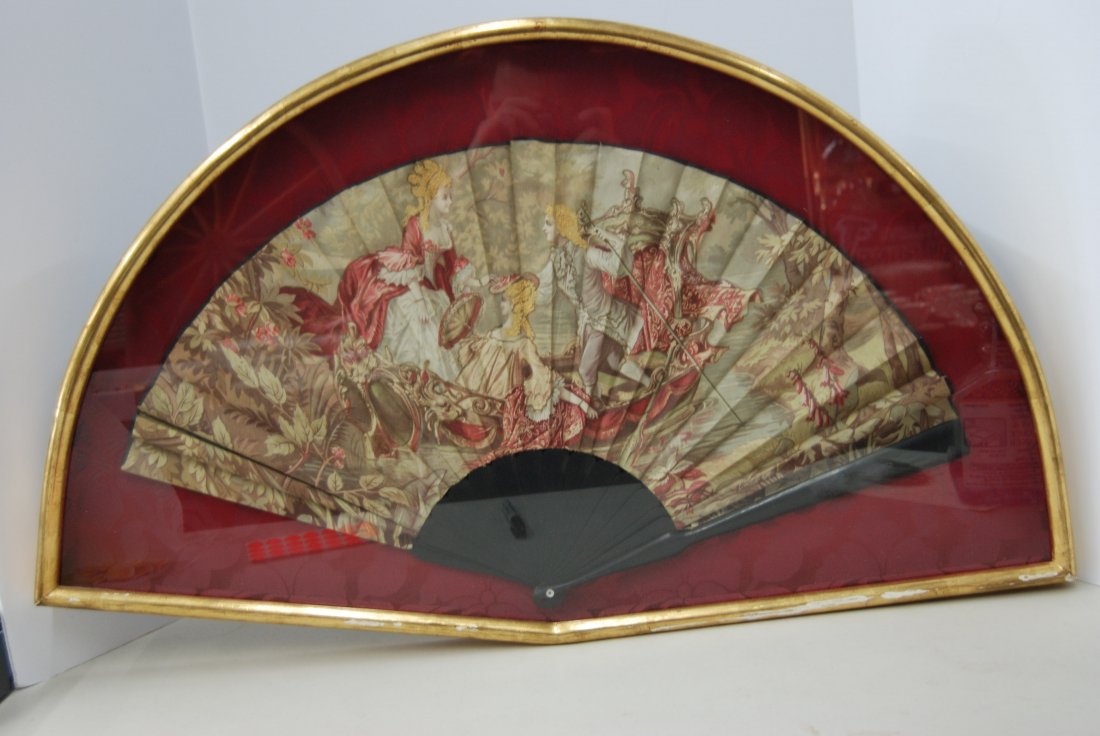 Vintage Framed Fan, Large, Red. (1 of 1)