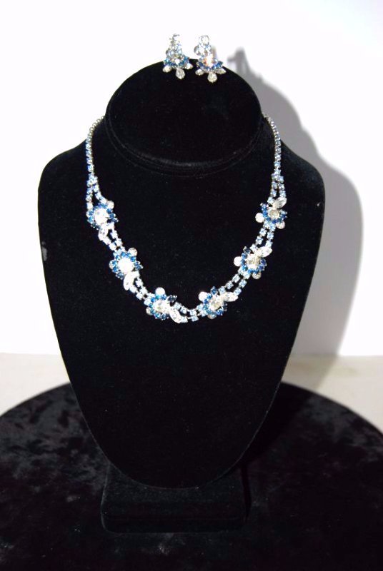 Three  Costume Rhinestone Necklaces &  2 Earring Pairs (1 of 6)