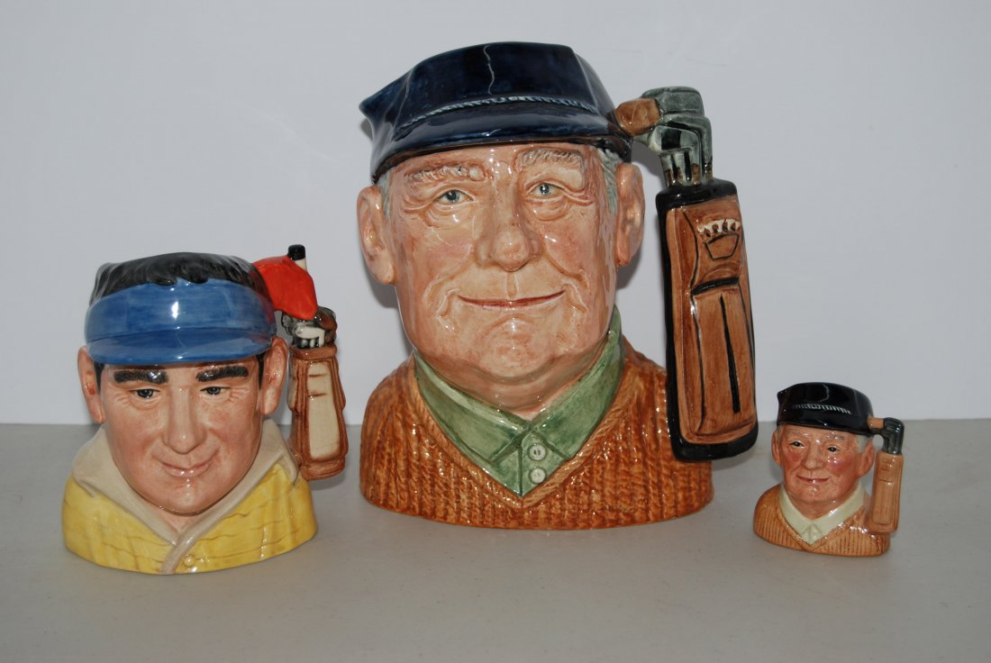 3 Royal Doulton Character Jugs " Golfer - Large, Medium (1 of 4)