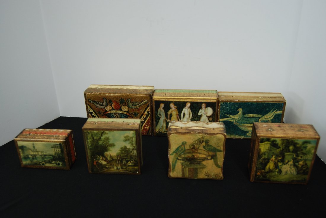 Lot of 7 Vintage Florentine Trinket Boxes (1 of 2)