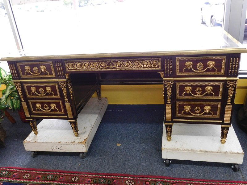 Large Pedestal Desk with Bronze Mounts (1 of 3)