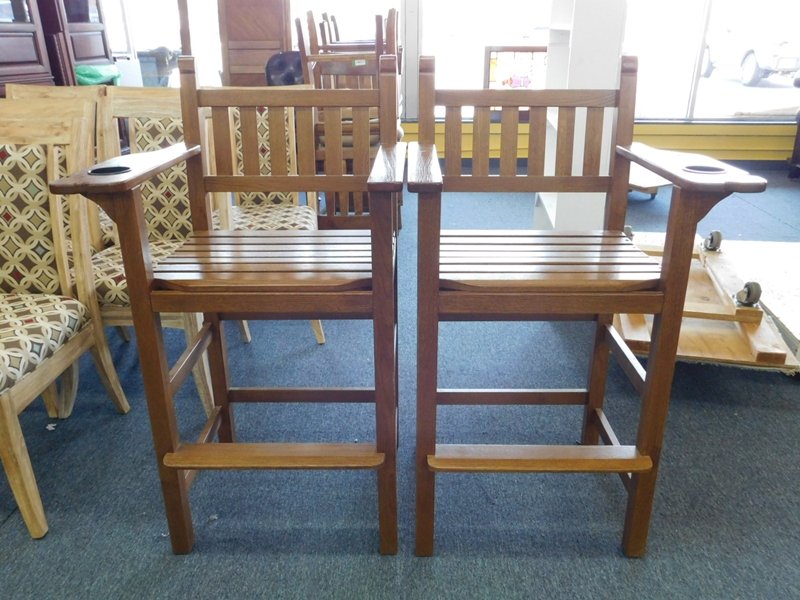 Pair of Pool Table Chairs: Pair of pool table chairs. Measures 43 inches tall and 27 1/4 inches wide.