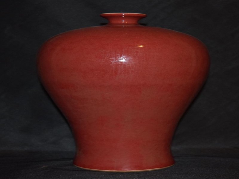 Chinese Ox Blood Vase: Chinese Ox Blood Vase. Vase measures 12 in. tall.
