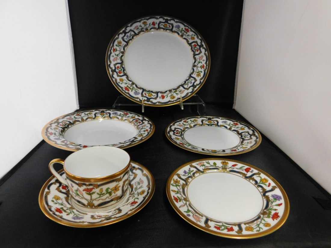 Christian Dior Renaissance Dinnerware: Christian Dior dinnerware. 11 cups and saucers, 13 dinner plates, 9 soup bowls and 11 salad plates.