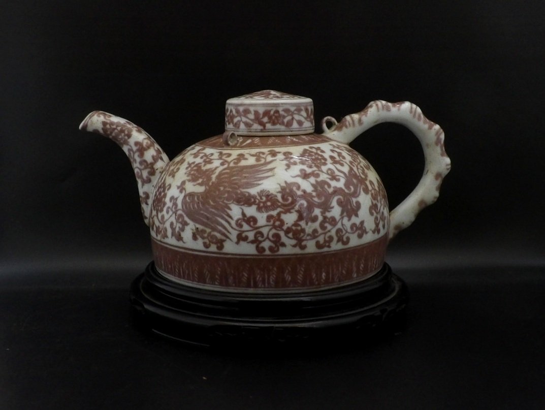 Large Chinese Copper Red Teapot (1 of 4)