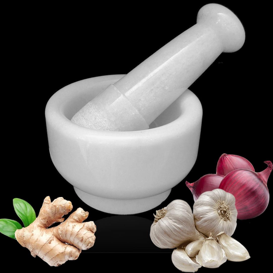 White Marble Mortar and Pestle Set 5" (1 of 7)