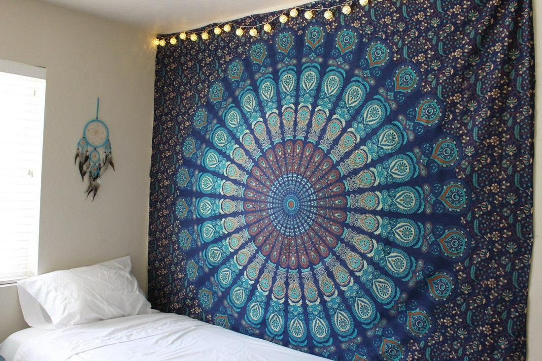 Blue Mandala Tapestry - Wall Hanging, Beach Throw, (1 of 4)