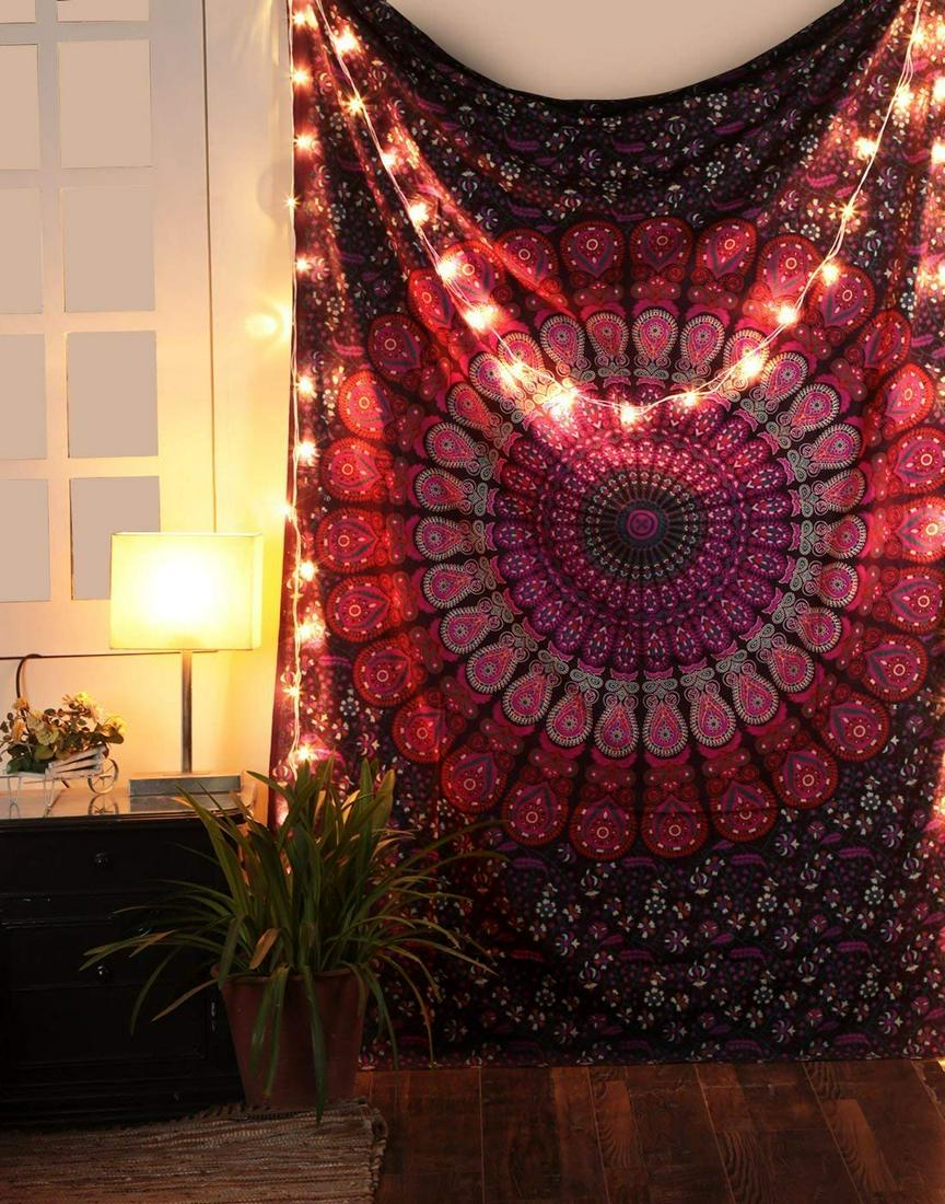 Cotton Peacock Mandala Wall Hanging Tapestry (1 of 6)