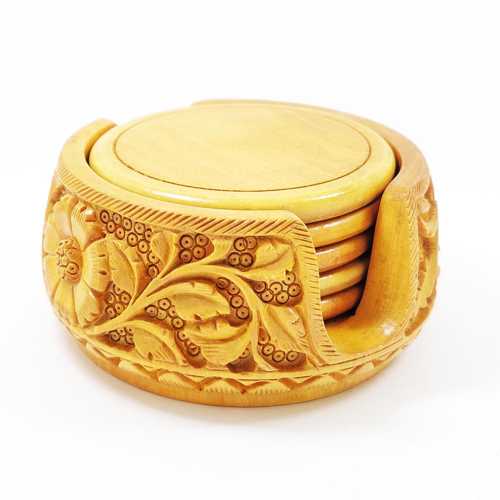 Wooden Handcarved Tea Coaster Set (1 of 2)