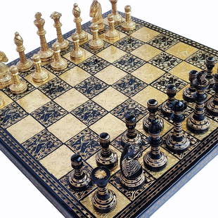 Collectible Exclusive Brass Chess Board Set 14": Product Description : Item : Collectible Exclusive Hand Carving Chess Game Board with Pieces Set Metal : Brass Package Includes : 1 Board and 32 Pieces(Packed in a velvet storage gift box as shown in