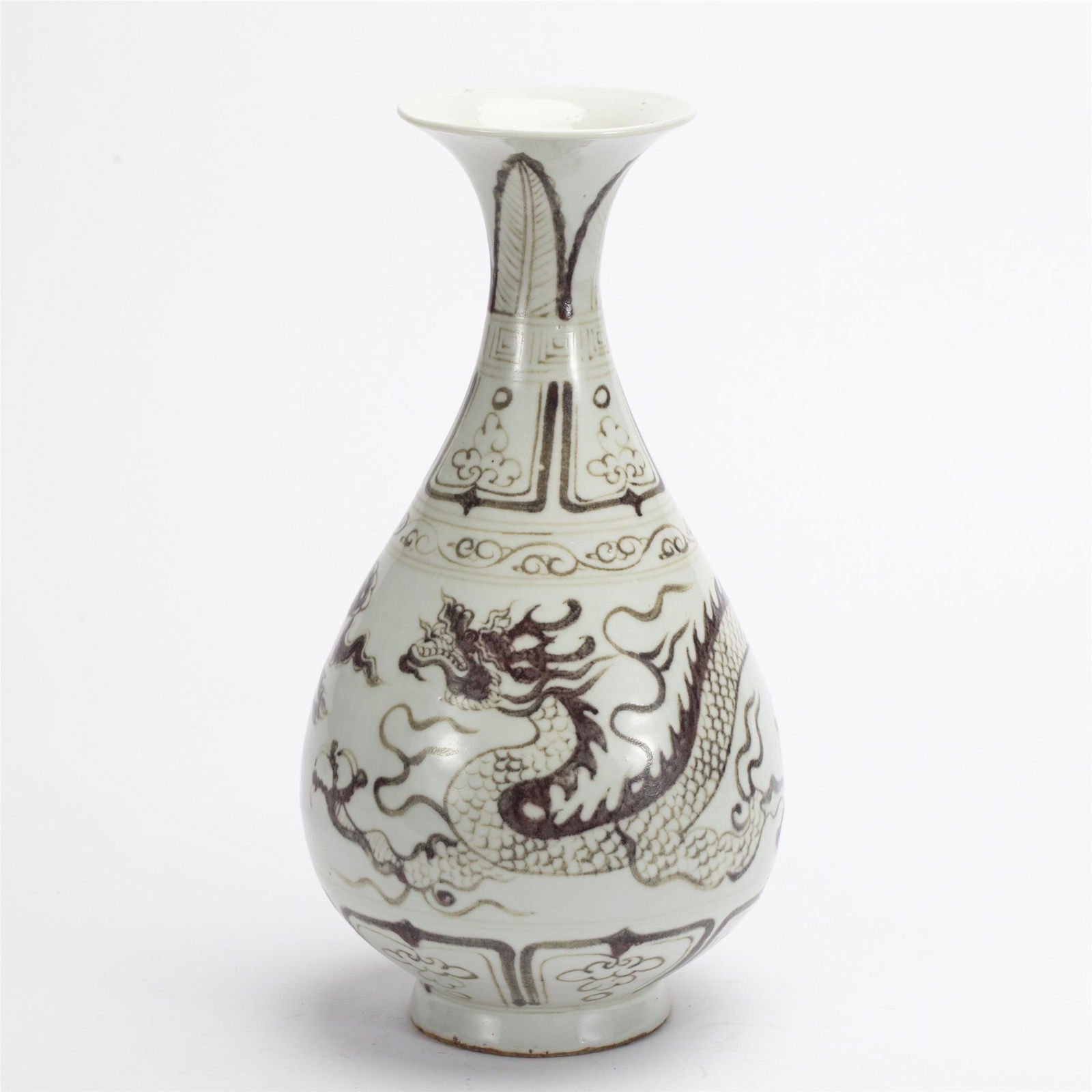 A CHINESE UNDERGLAZE RED DRAGON VASE YUHUCHUNPING (1 of 9)