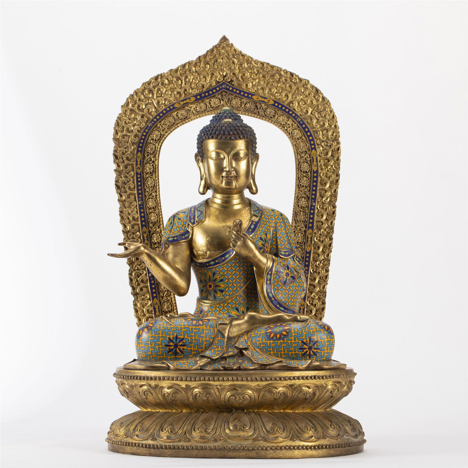 A CLOISONNE ENAMEL FIGURE OF BUDDHA (1 of 10)