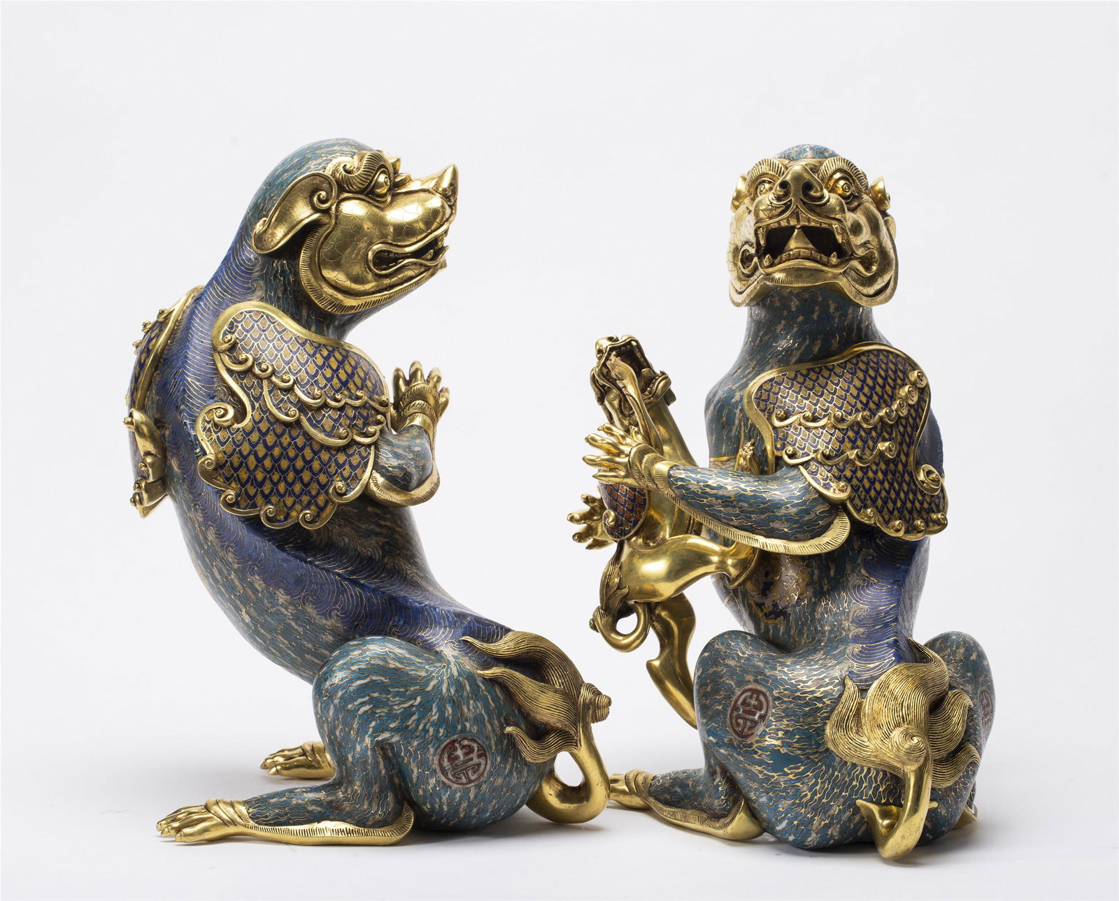 PAIR CLOISONNE ENAMEL DECORATIONS (1 of 9)