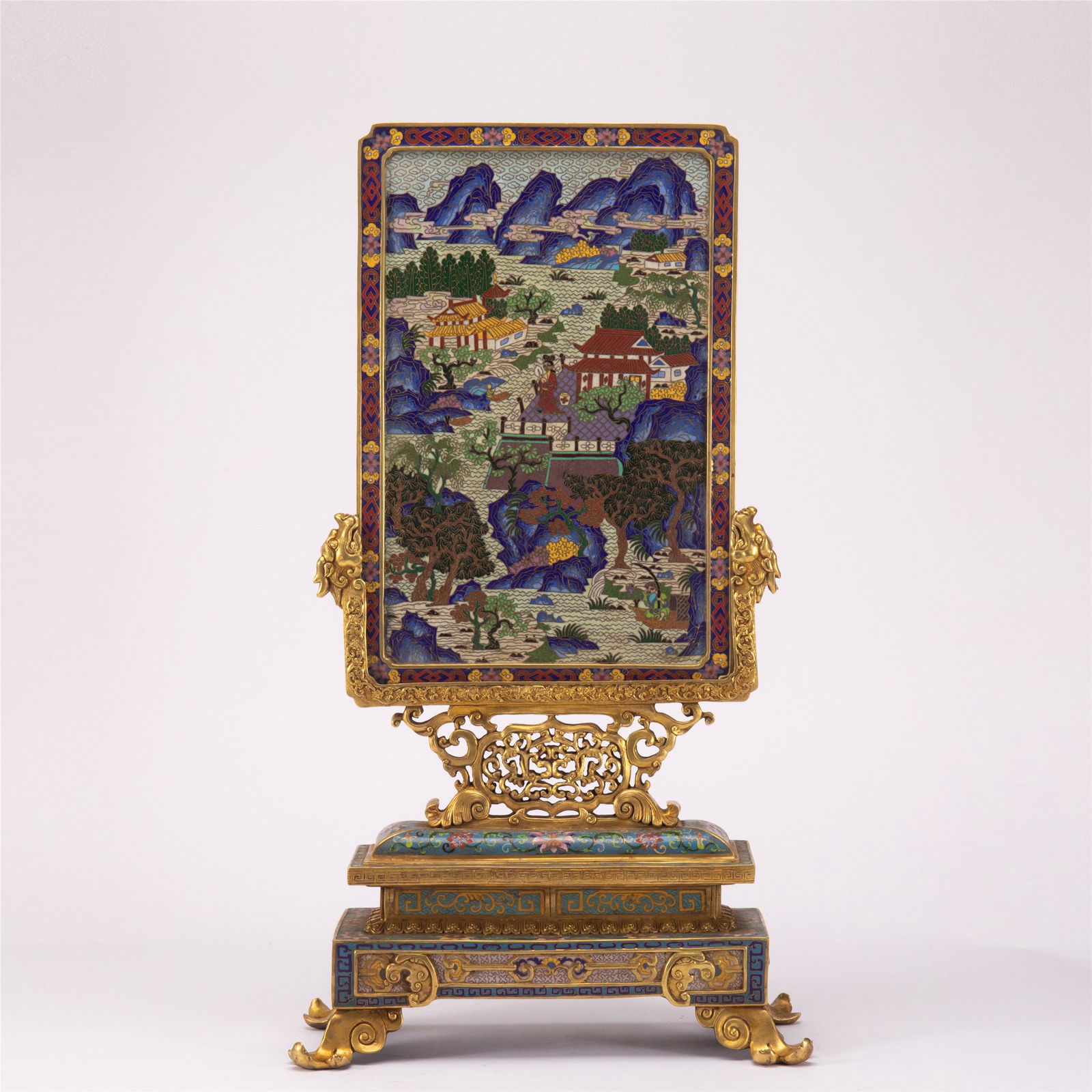 A CLOISONNE ENAMEL TABLE SCREEN (1 of 15)