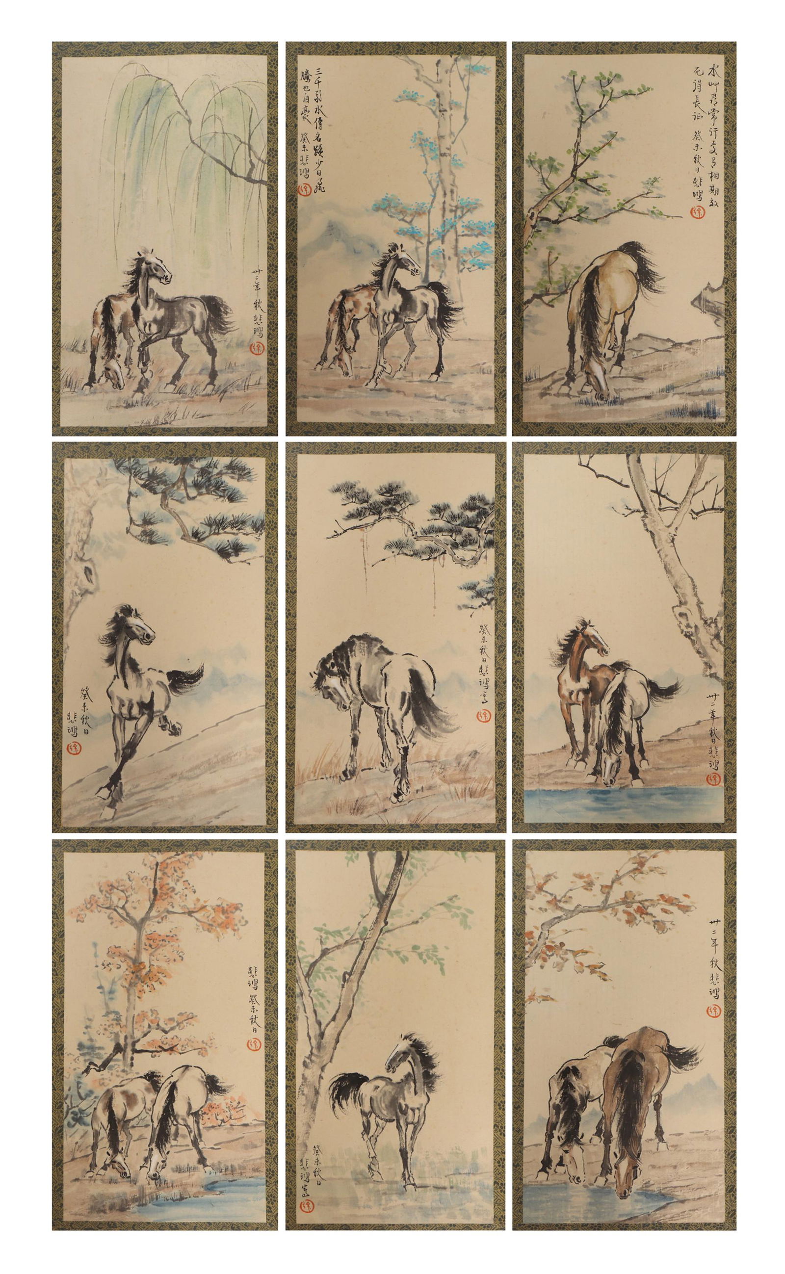 A CHINESE PAINTING ALBUM OF HORSES SIGNED XU BEIHONG (1 of 11)