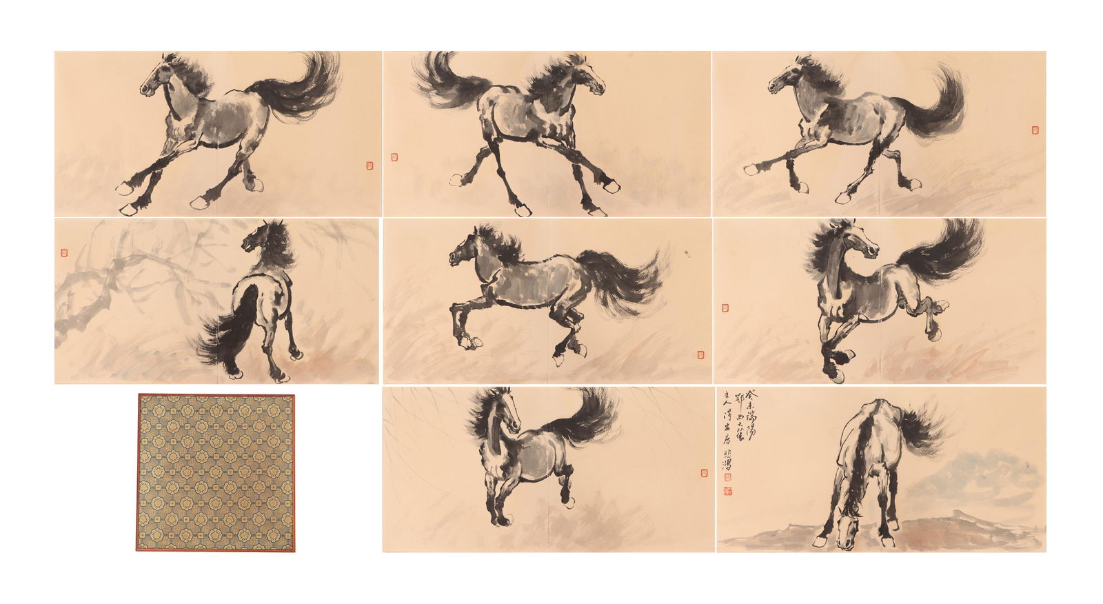 A CHINESE PAINTING ALBUM OF GALLOPING HORSES (1 of 13)