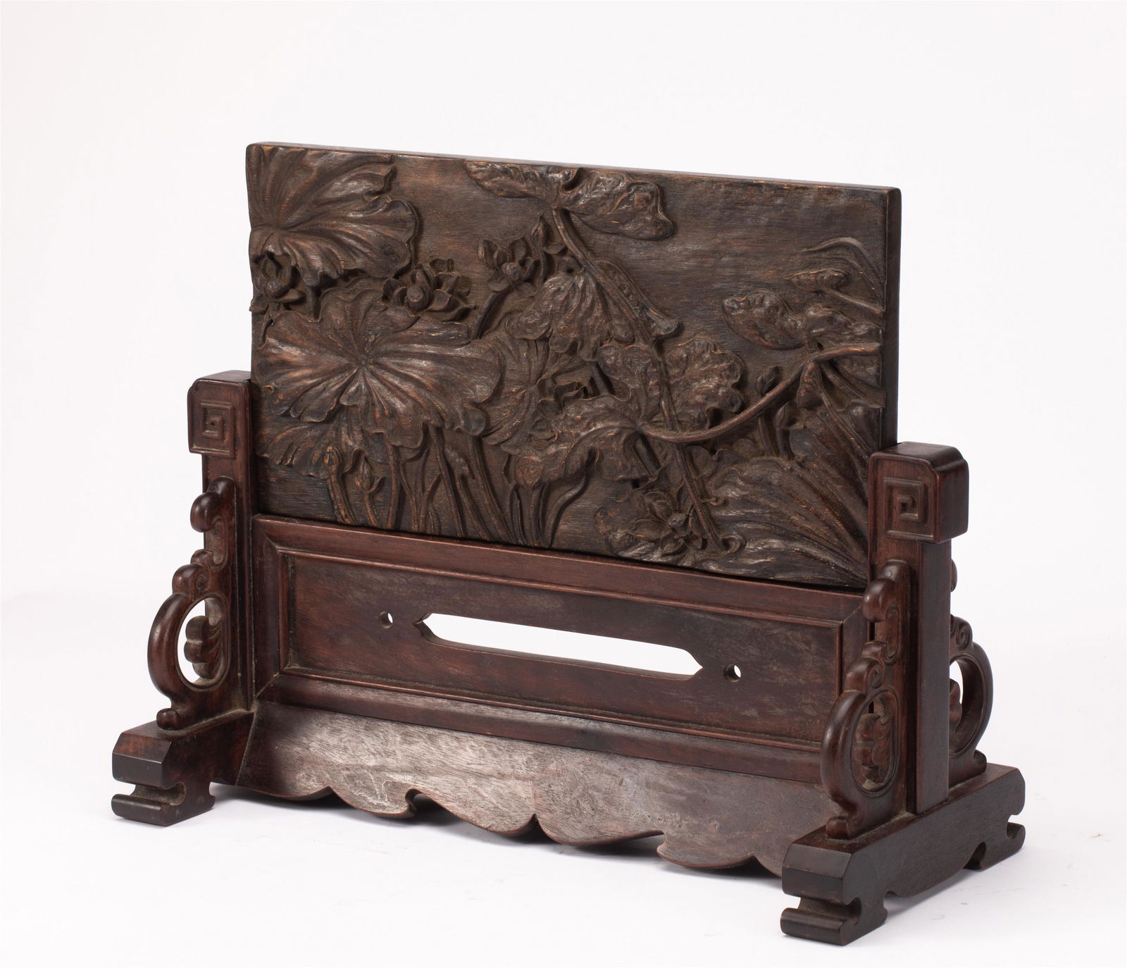 A CARVED ALOESWOOD TABLE SCREEN (1 of 8)