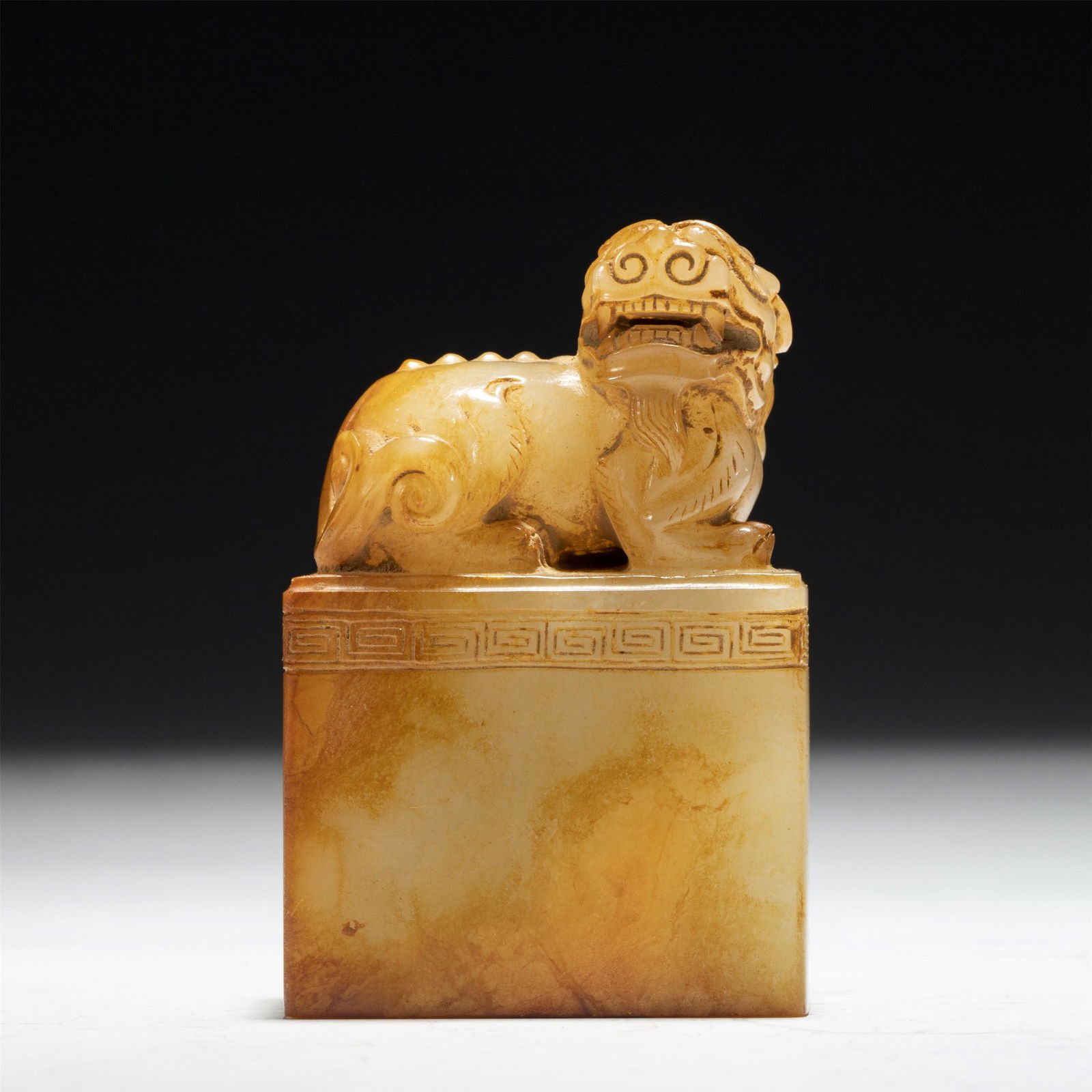 A CHINESE CARVED JADE BEAST SEAL (1 of 8)