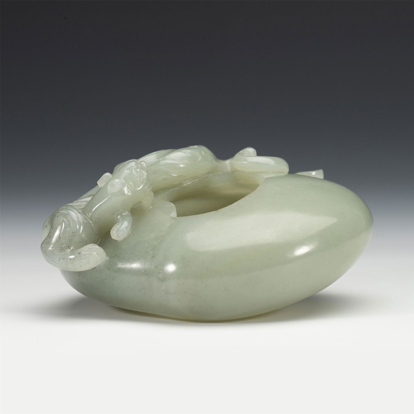 A CHINESE CARVED JADE CHILONG WATER POT (1 of 9)