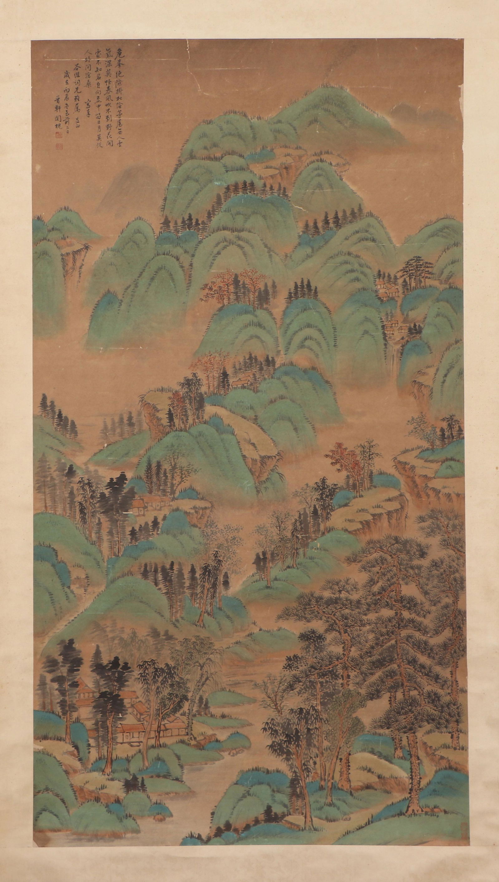 A CHINESE PAINTING OF MOUNTAIN VILLAGE (1 of 7)