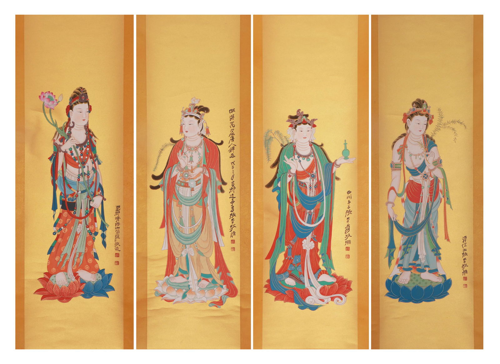FOUR CHINESE PAINTINGS DEPICTING AVALOKITESVARA (1 of 14)