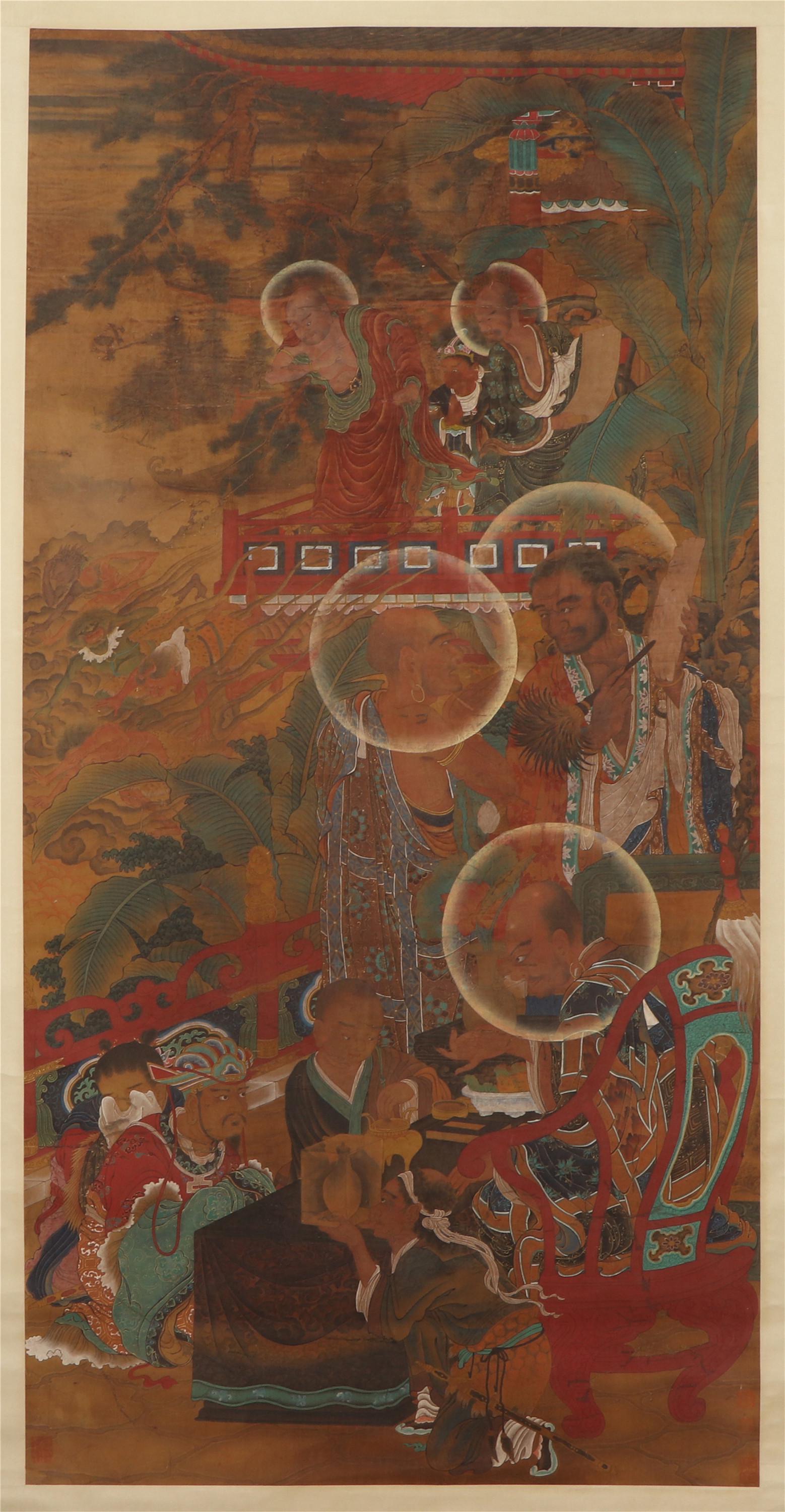 A CHINESE PAINTING OF LOHAN GROUP (1 of 10)
