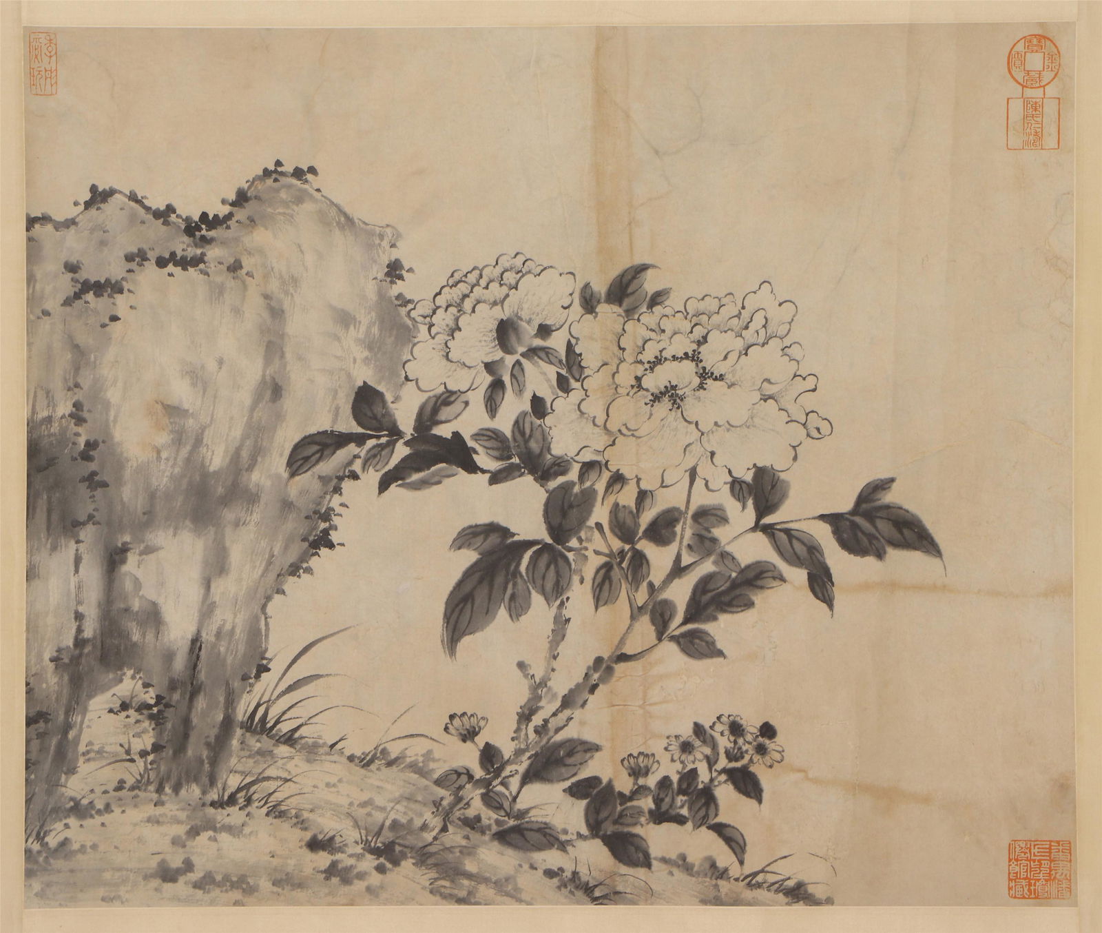 A CHINESE PAINTING OF PEONIES (1 of 7)