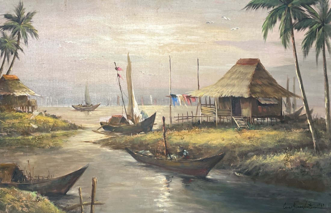 Cesar Buenaventura (1922 - 1983), Philippines: Artist Name: Cesar Buenaventura, Medium: oil on canvas, Date: 1960 Size: 24"x36" Image Size, Signature: Signed lower right, Provenance: Private Collection, Los Angeles California U.S.A., Questions:Inq