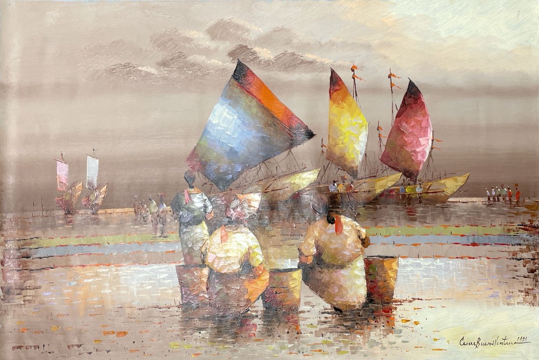 Cesar Buenaventura (1922 - 1983), Philippines: Artist Name: Cesar Buenaventura, Medium: oil on canvas, Date: 1981 Size: 24"x36" Image Size, Signature: Signed lower right, Provenance: Private Collection, Los Angeles California U.S.A., Questions:Inq