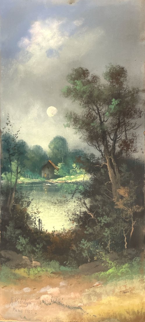 Felix Resurreccion Hidalgo (1855 - 1913) Philippines: Artist Name: Felix Resurreccion Hidalgo, Medium: pastel on board, Date: Paris 1902 Size: 10"x22" Image Size, Signature: Signed lower left, Provenance: Private Collection, Calabasas California U.S.A., 