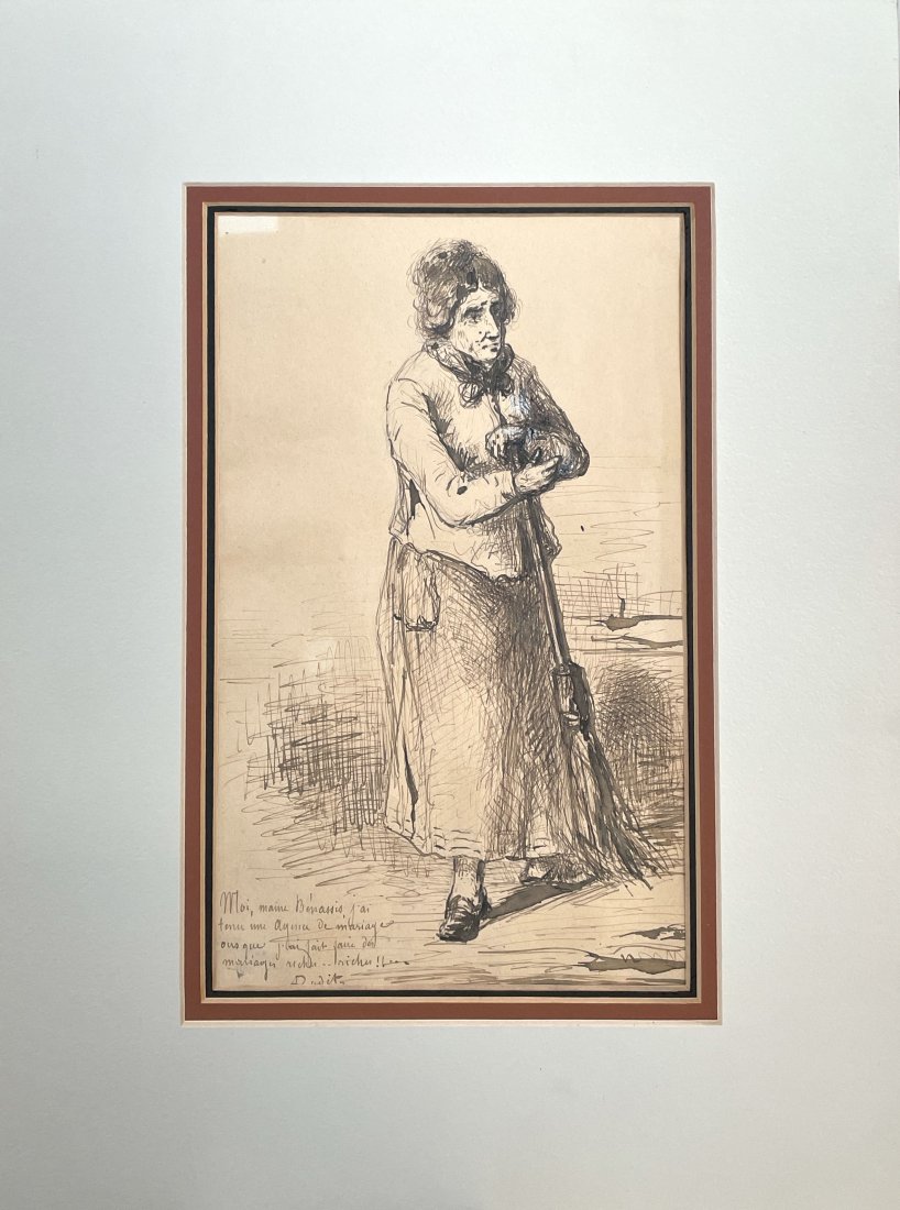 Auguste Rodin (1840-1917) French: Artist Name: Auguste Rodin (1840-1917) French, Medium: pen on paper, Date: Unknown Size: 7"x11" Image Size, Signature: Signed lower left, Provenance: Private Collection, Los Angeles California U.S.A.,