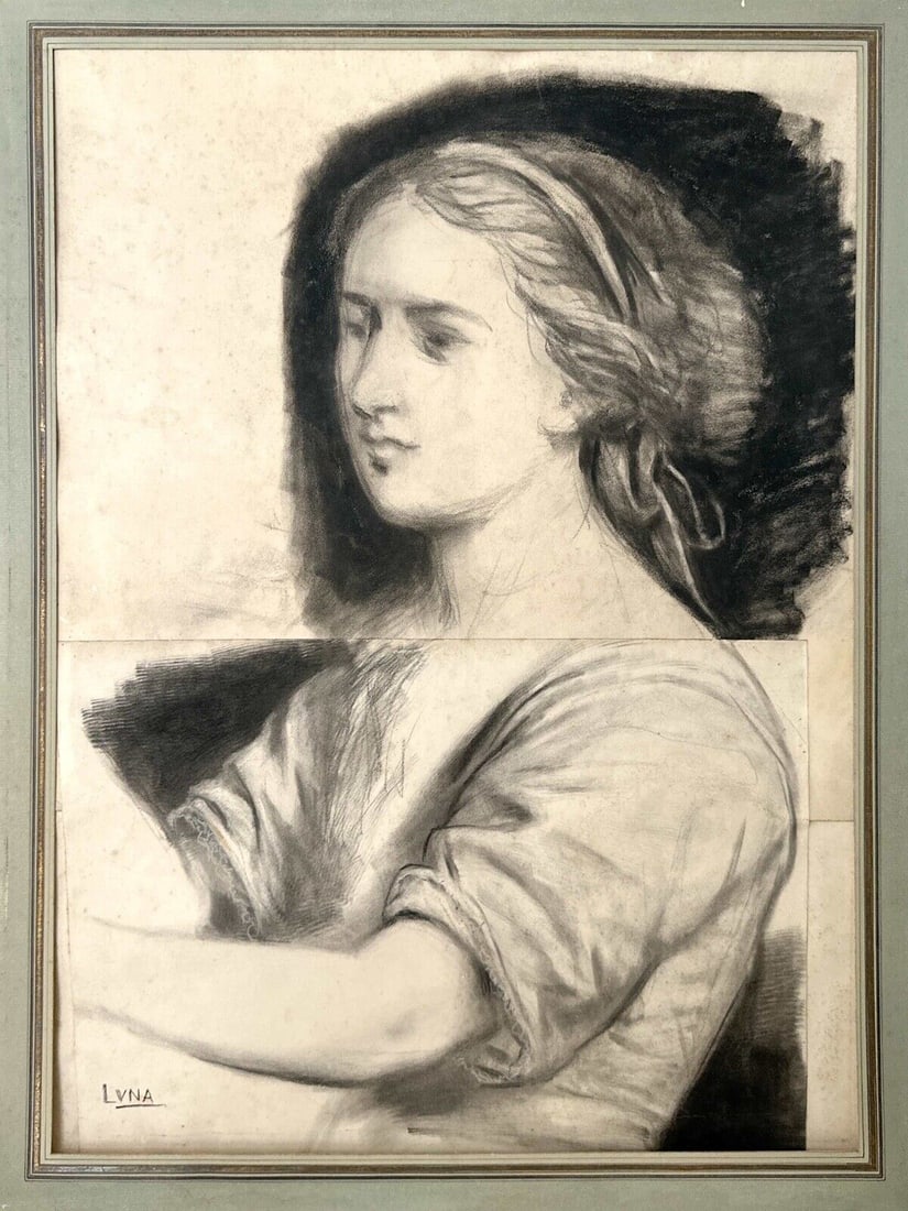 Juan Luna (1857-1899), Philippines: Artist Name: Juan Luna, Medium: Charcoal on paper, Date: Unknown Size: 18"x24" Image Size, Provenance: Private Collection USA Questions:Inquiries will be answered within 12-24 hours of Mondays-Fridays