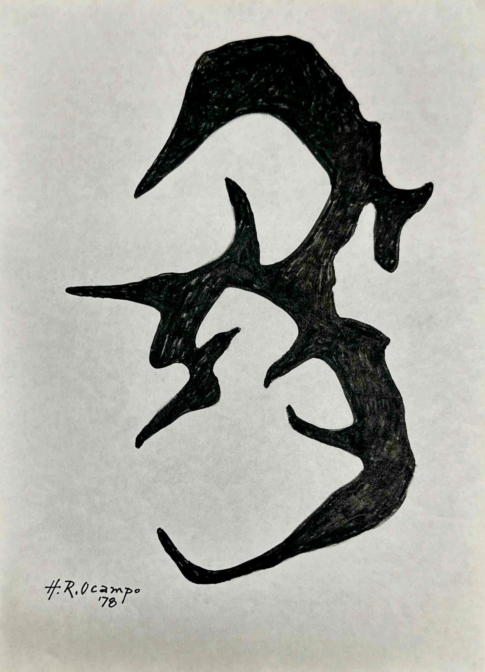 Hernando Ocampo (1911-1978), Philippines: Artist Name: Hernando Ocampo, Medium: Pen on paper, Date: 1978 Size: 8"x11" Image Size, Provenance: Private Collection, U.S.A., Questions:Inquiries will be answered within 12-24 hours of Mondays-Frida