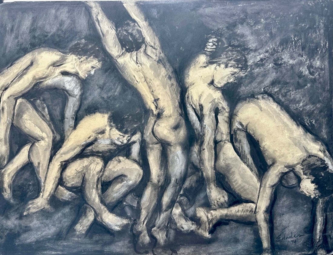 Victorio Edades (1895-1985), Philippines: Artist Name: Victorio Edades, Medium: Watercolor/Charcoal on paper, Date: 1974 Size: 22"x30" Image Size, Provenance: Private Collection, U.S.A., Questions:Inquiries will be answered within 12-24 hours