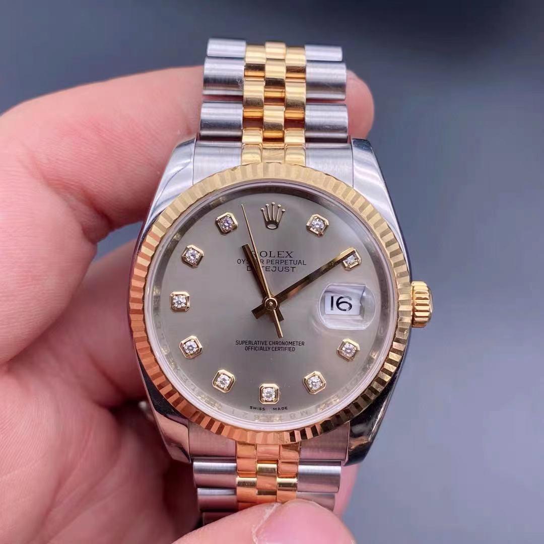 18k Gold & Steel Diamond Rolex Oyster Perpetual Date (1 of 5)